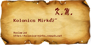 Kolonics Mirkó névjegykártya